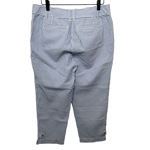 Talbots Perfect Crops Pant - Sunshine Seersucker Blue & White Striped Size 8P - Picture 7 of 11